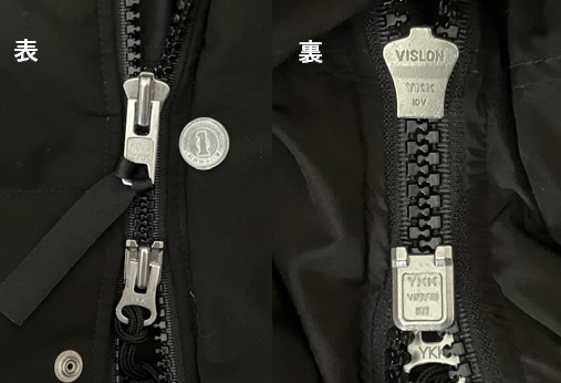 laskaのダウンジャケットのジップディテール