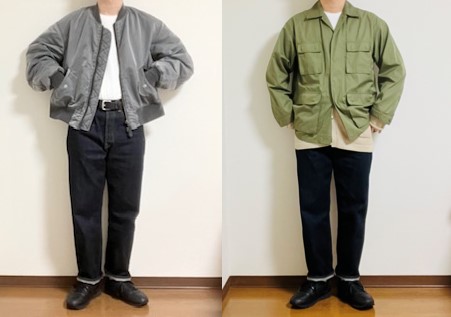 リーボックのクラシックレザー（黒）と濃紺デニムを合わせたコーディネート